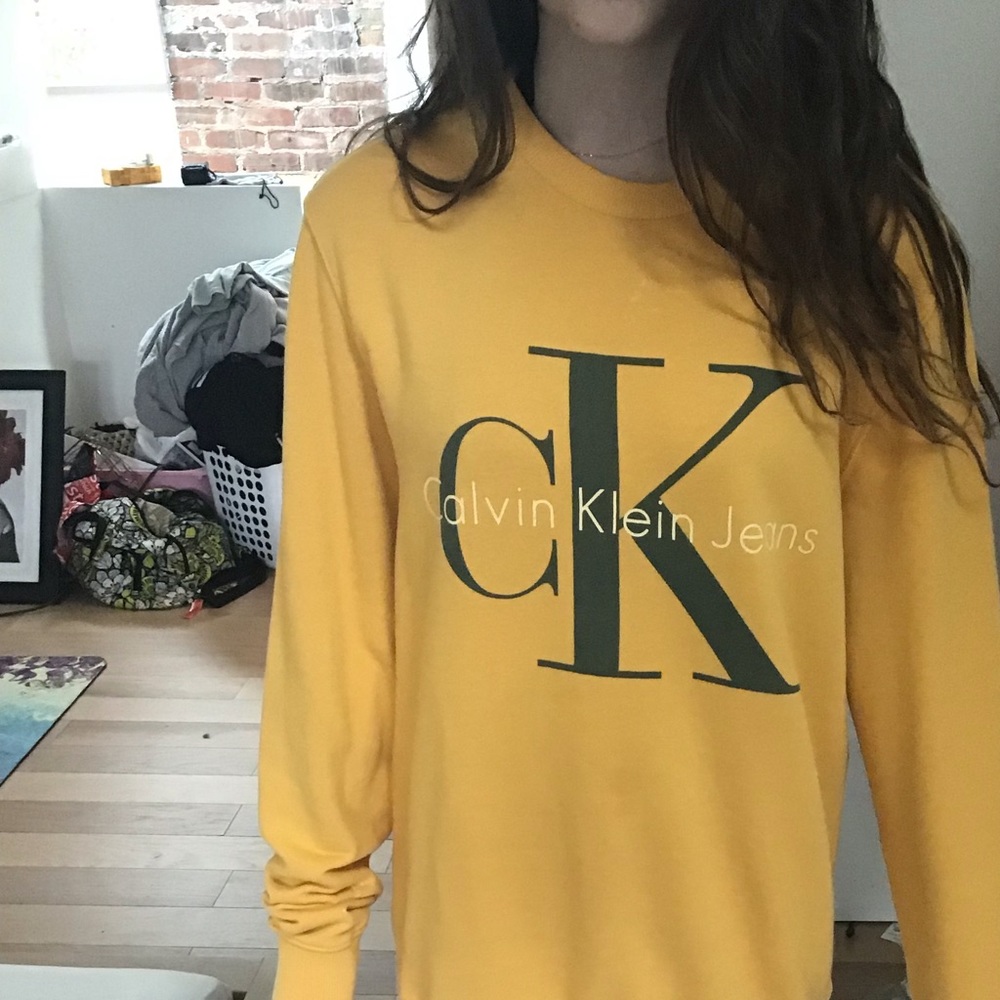 Yellow Calvin Klein crew neck